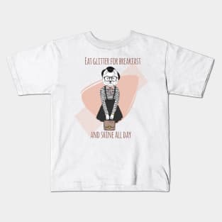 Female Westie Dog Wearing Skirt And Stripped Sweater Kids T-Shirt